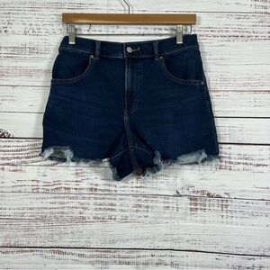 Express Super High Rise Mom Distressed Jean Shorts